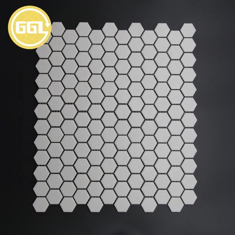 Hexagon Ceramic Mosaic Tile White Porcelain Tile for Bathroom Wall Floor Decor