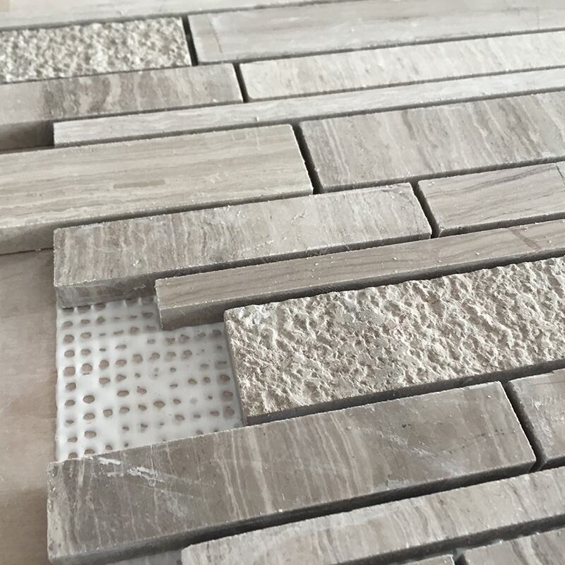 Natural brick shaped wood grain marble mosaic tile wall tile floor tile