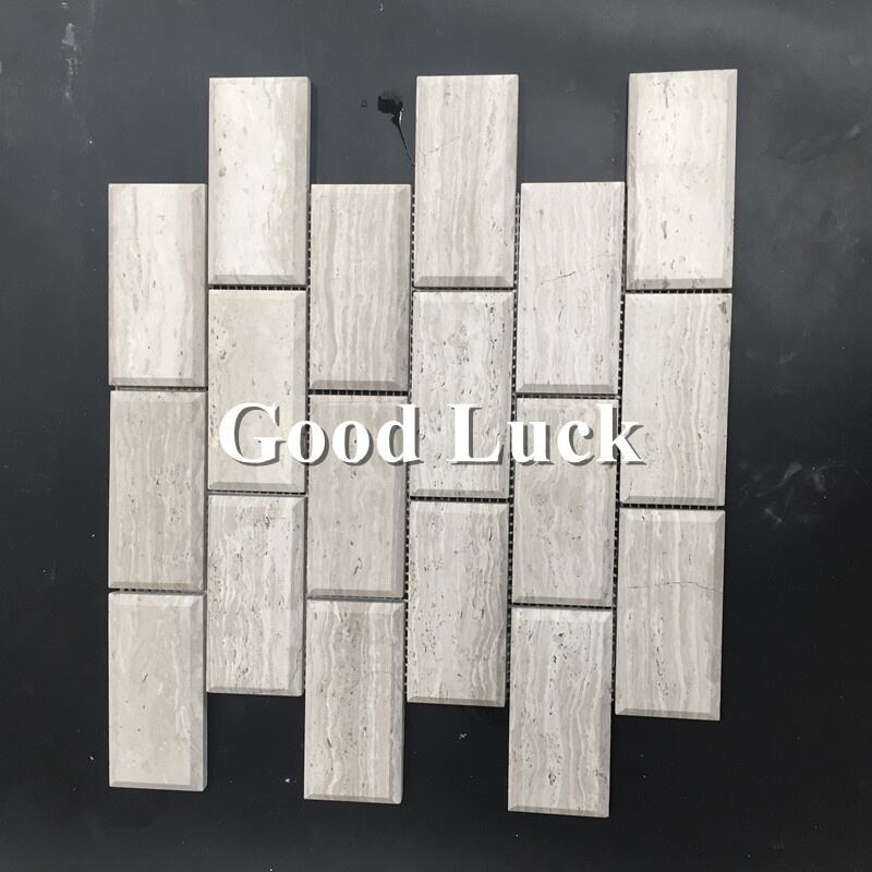 Nature Wood Grain Mable Grey Strip Marble Mosaic Tile For Home Wall Decor