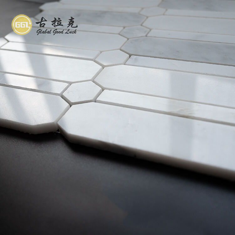 GGL Supple White Marble Mosaic Tile pro Coquina Et Balneo Mur Tile Naturalis Fluted Lapis Tile Mosaic