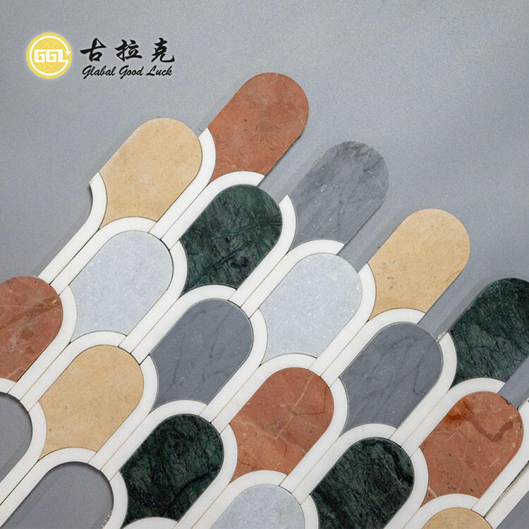 Unique Shape Colorful Marble Mosaic for Kitchen Wall Backsplash Tile