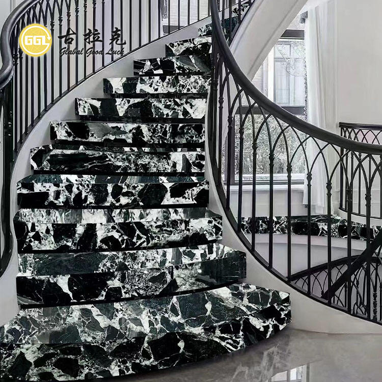 Bulgari Black Slab Marble for Interior Wall and Floor Stair Tiles Project