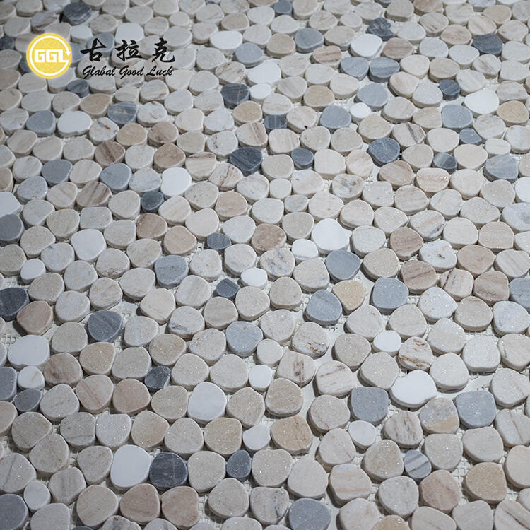 Riverstone Round Stone Mosaic Tile for Wall Garden Flooring Decor