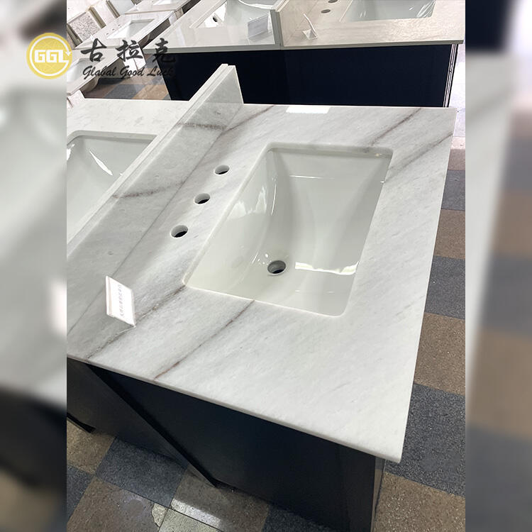 Natural White Marble Vanity Top Countertop For Bathroom And Kitchen