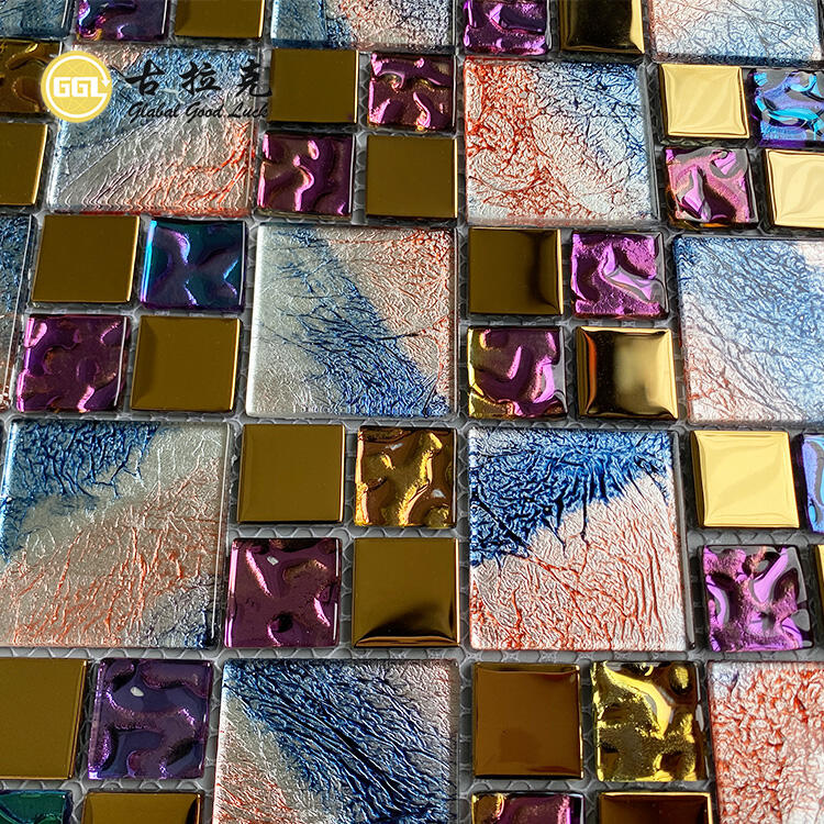 New Decoration Colorful Glass Mosaic Tile Mix Mirror Interior Design Tile