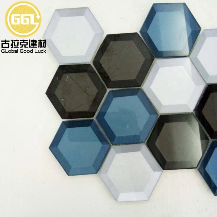 Hexagon Shape Colorful Mosaic Tile Glass Mosaic For Wall