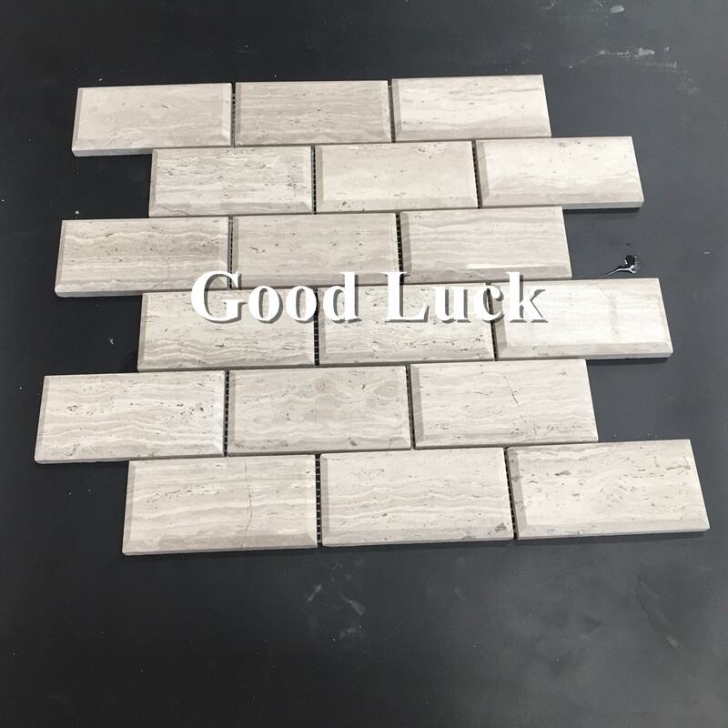 Nature Wood Grain Mable Grey Strip Marble Mosaic Tile For Home Wall Decor