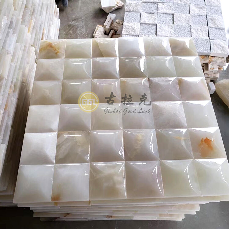 Polished Honey Onyx Marble Square Shape Marble Mosaic Tile 