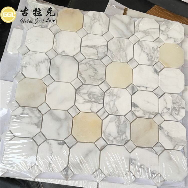 Calacatta Gold Marble Octagon Shape Marble Mosaic For Floor/Wall Tiles