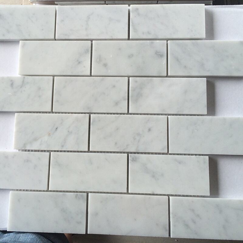 Carrara White 2x4 дюймдік кірпіш мәрмәр мозаикалық плиткалар Жоғары сапалы жанрлық мозаика