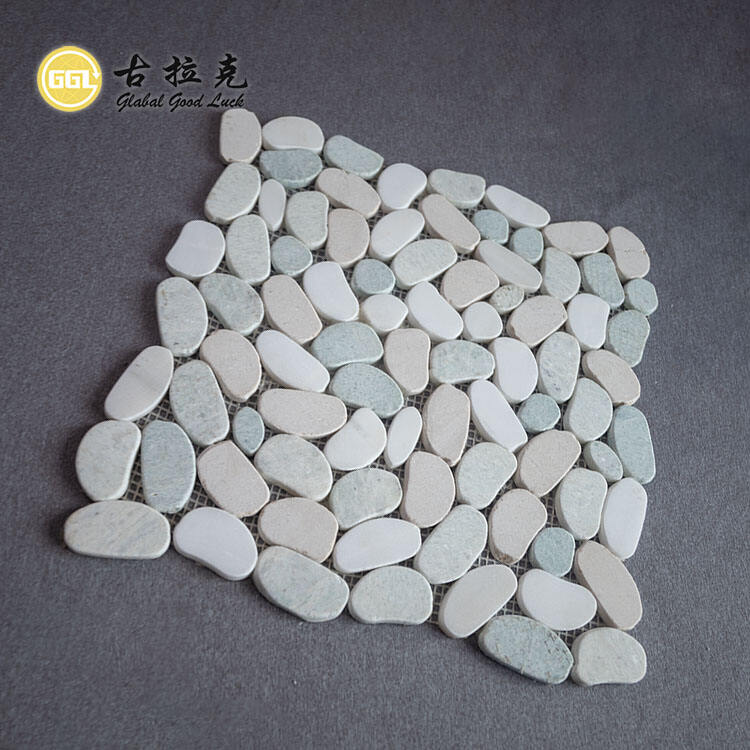 Irregular Round Wall Decoration Tumbled Design Marble Mosaic Tiles