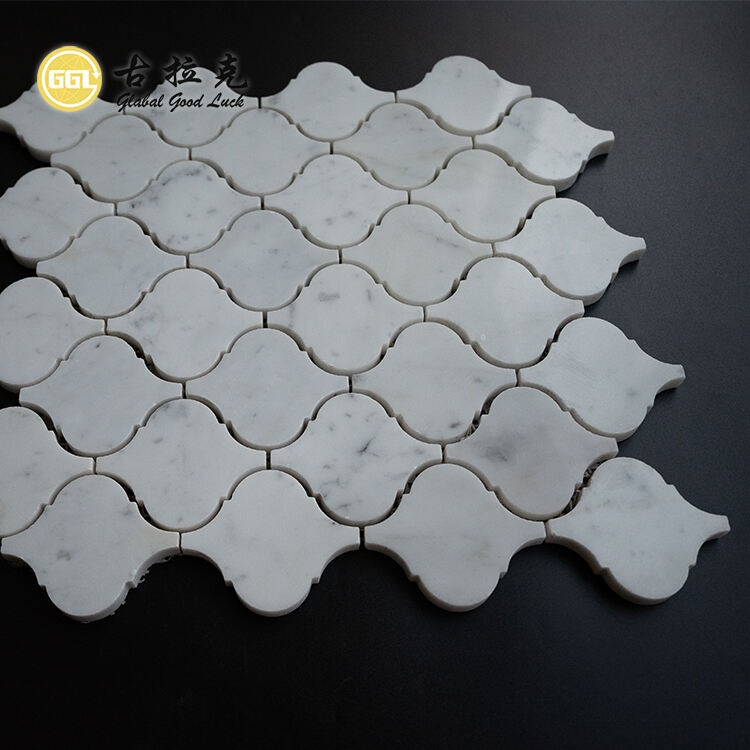 Lantern Shape Stone Carrara White Marble Mosaic Tile Suitable for Home Villa Decor