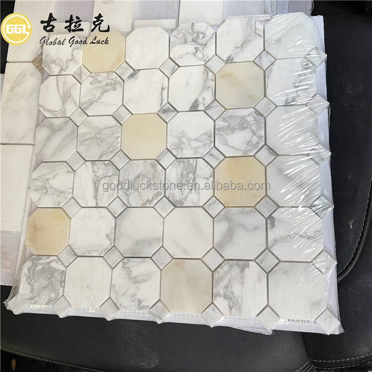 Calacatta Gold Marble Octagon Shape Marble Mosaic For Floor/Wall Tiles