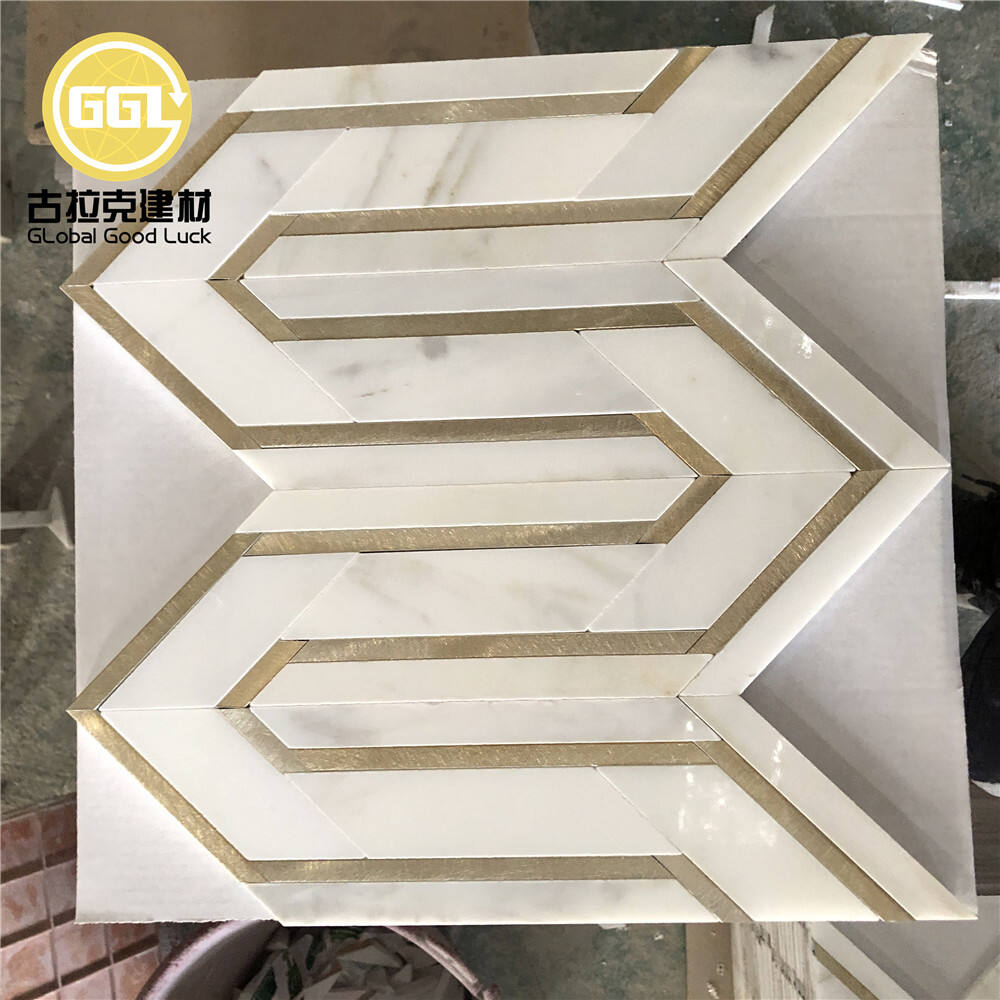 Calacatta Gold Marble Mix Aluminum Mosaic Tile Metal for Floor Wall Decor