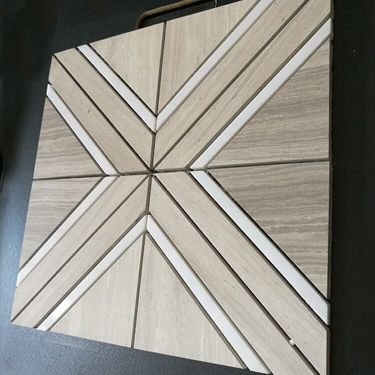 Wood Grain Marble Square Shape Marble Mosaic Tile