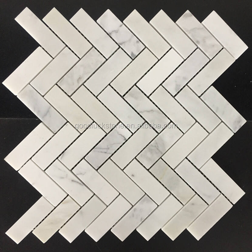 Calacatta Gold Herringbone Marble Stone Mosaic for Decorative Kitchen