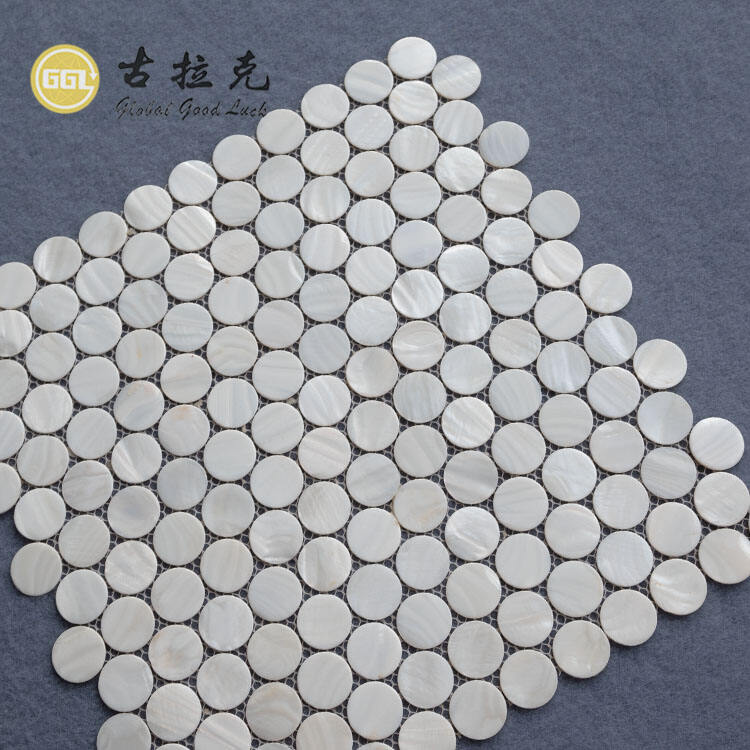 White Penny Round White Mother Of Pearl Tiles Shell Mosaic