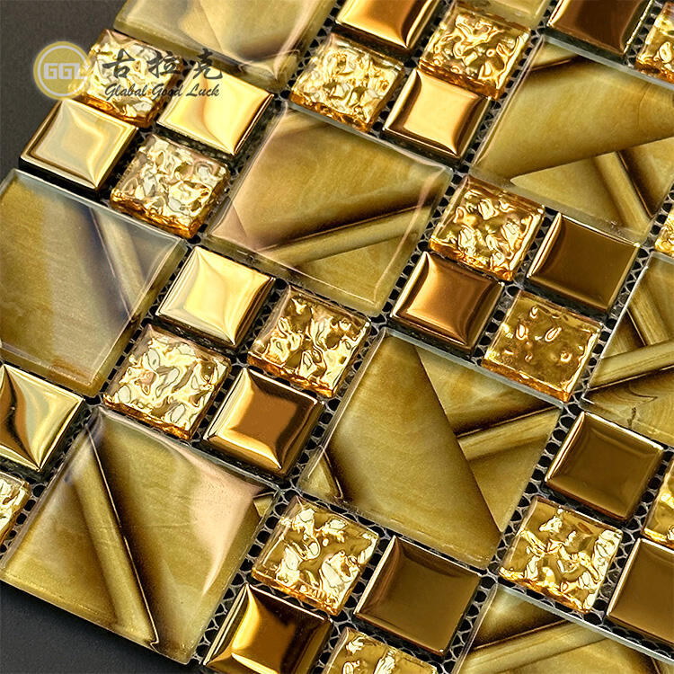 Luxury Design Glass Mosaic Tile 300*300mm Gold Mirror Surface Mosaic Tile