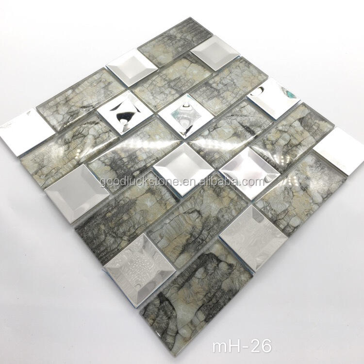 High Quality Mirror Surface Stone Pattern Glass Mosaic Tile for Various Wall