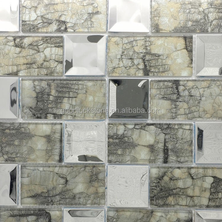 High Quality Mirror Surface Stone Pattern Glass Mosaic Tile for Various Wall