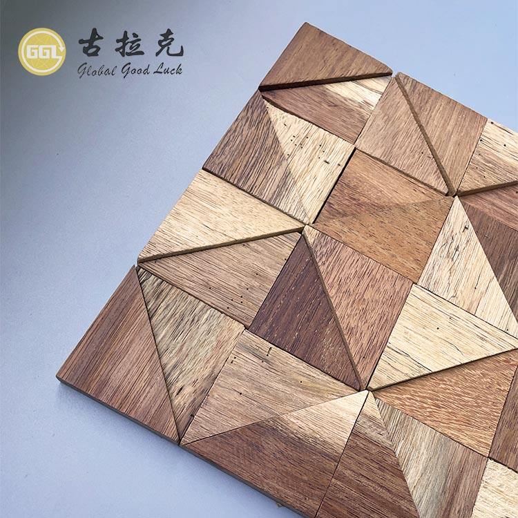 Square Wood Mosaic Tiles Rustic Parquet Design Interior Wall Tile