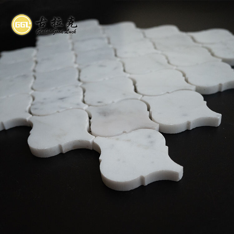 Lantern Shape Stone Carrara White Marble Mosaic Tile Suitable for Home Villa Decor