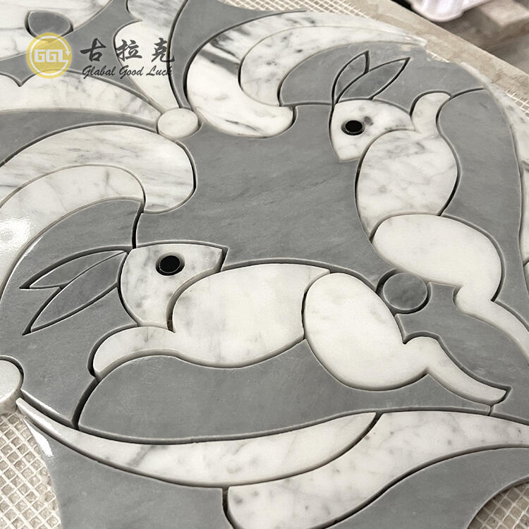 Rabbit Shape Pattern Marble waterjet Mosaic Marble Tile 