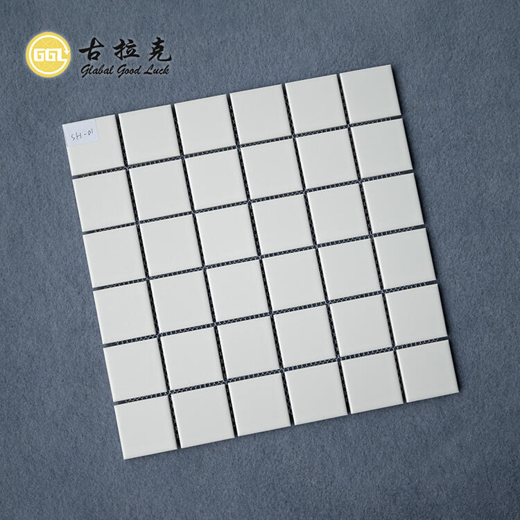 Square Pure White Mosaic Tile Ceramic Mosaic Porcelain Pool Bathroom Wall Floor Tile