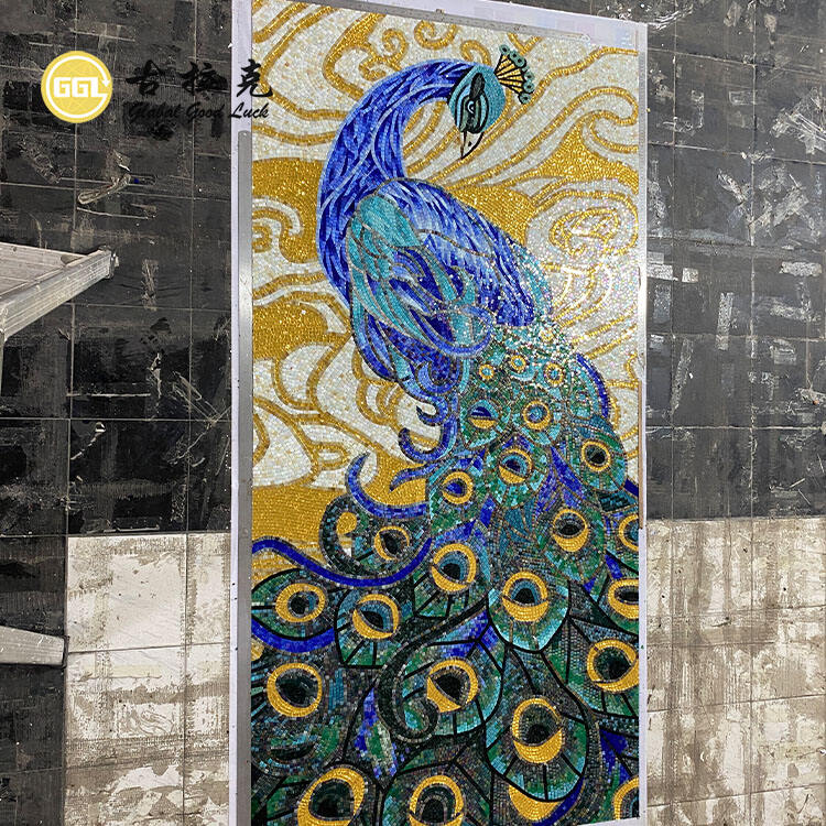 Peacock  Mural Customize Design Decoration Glass Mosaic Puzzle