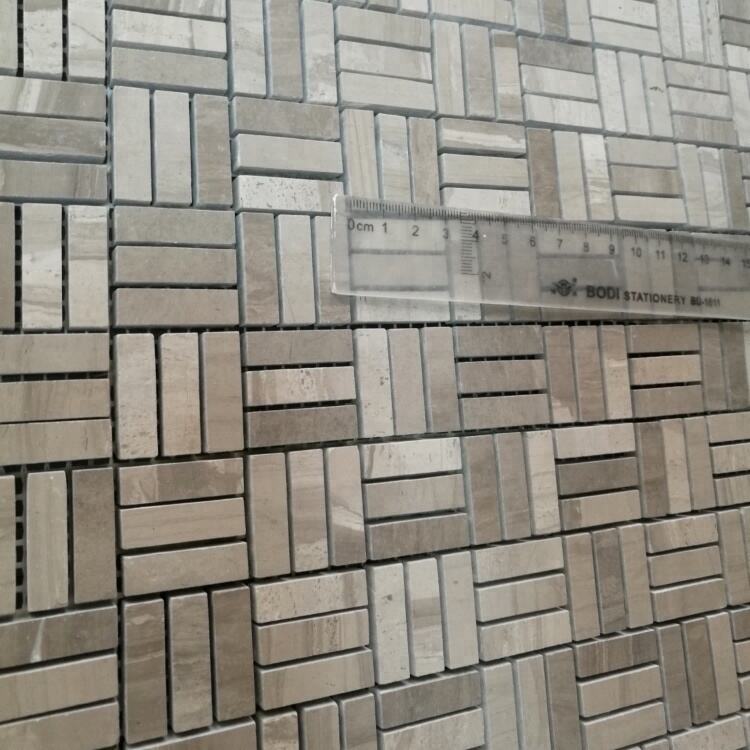 Wood Grain Marble Basket Weave Shape Stone Marble Mosaic Tile