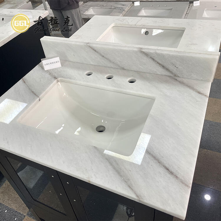 Natural White Marble Vanity Top Countertop For Bathroom And Kitchen