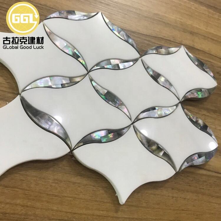 Stone Mosaic Tile Waterjet Mosaic Tile Butterfly Sea Shell Mosaic Tile