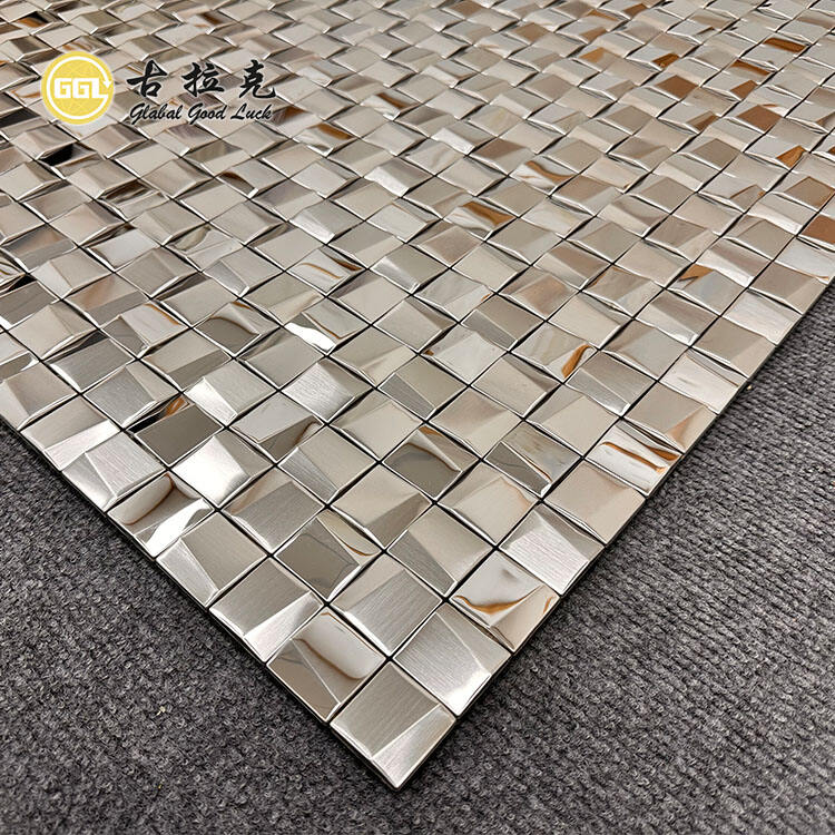 Sliver Metal Mosaic Tiles 3D Stainless Mosaic