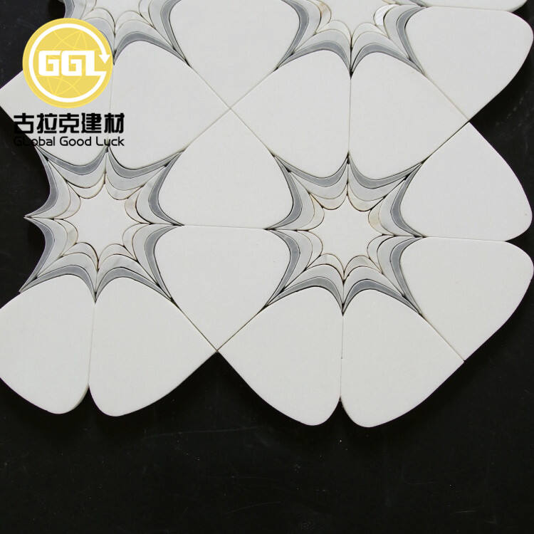 Premium Quality Marble Waterjet Parquet Feature Mosaic Tile Inlay Shell Design