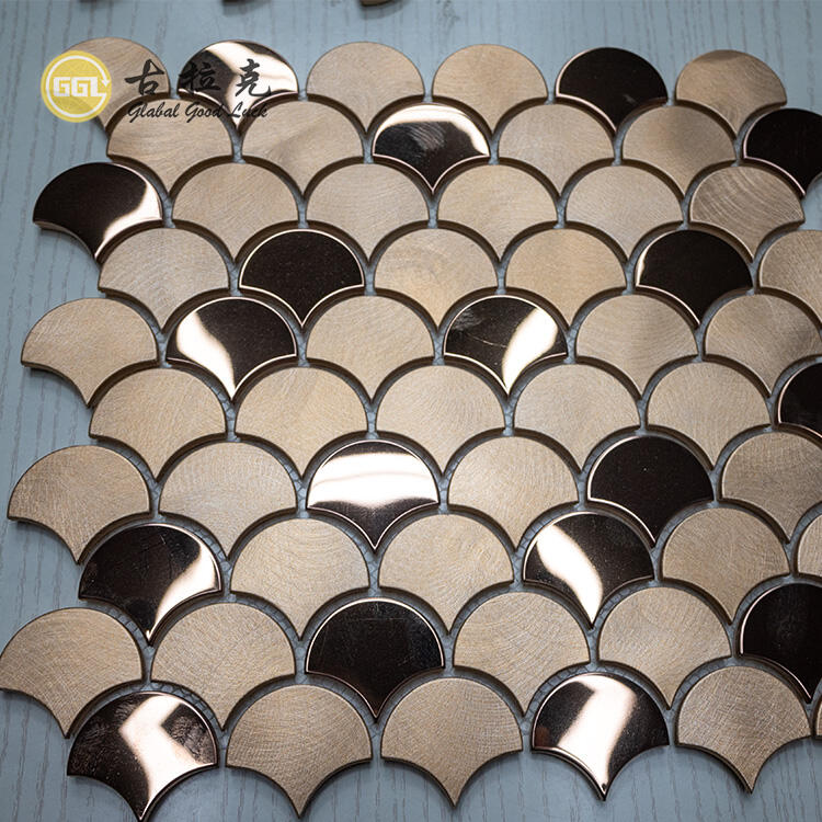 Fan Shape Brushed Texture Smooth Metal Mosaic