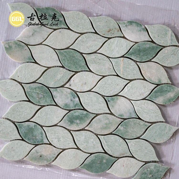 Green Marble Leaf Shape Mosaic Tile For Home Decor Walls Floor Tile