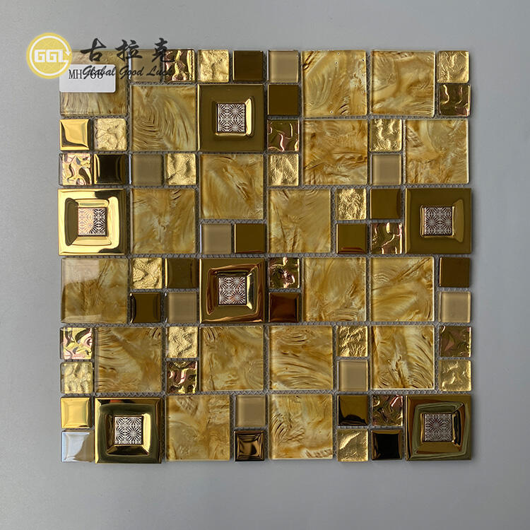 Metalli di vetro di lusso oro cristallo vetro mosaico piastrelle per il muro del bagno