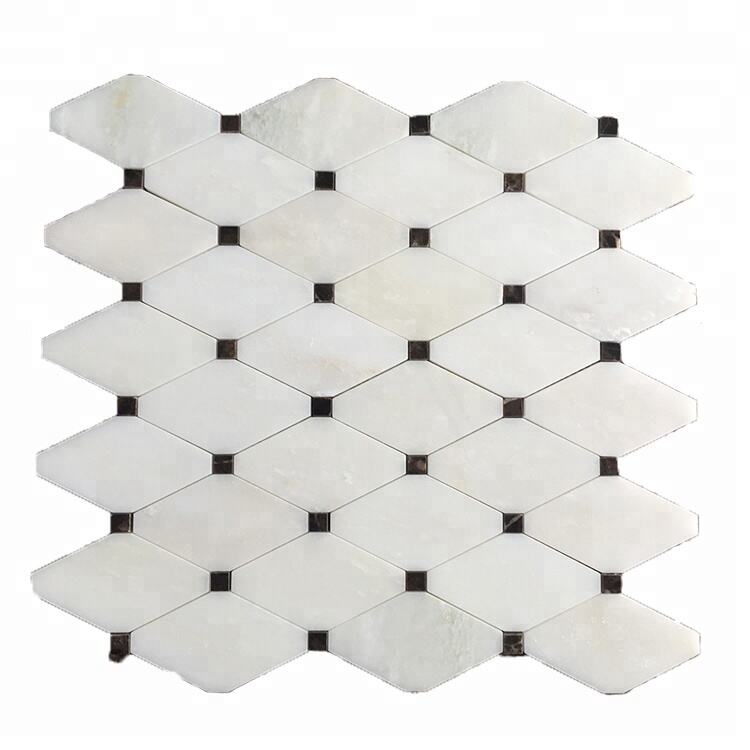 Polished White Graphic Marble Mosaic Tile for Bathroom or Toilet Wall and Floor Decor