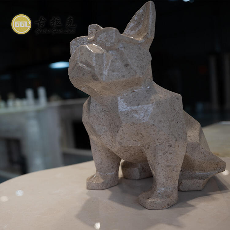 Natual Marble Carved Dog Hand Carved Stone Sculpture Marble Dog Statue Gift or Home Decoration