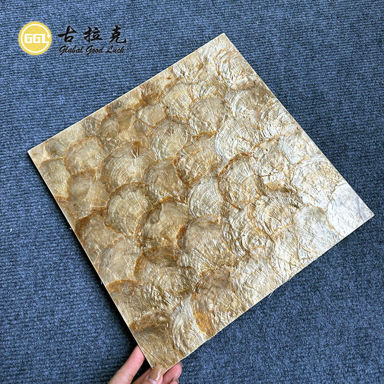 Golden Capiz Shell Mosaic Tile for Interior Decoration and Diy Furniture Decoration