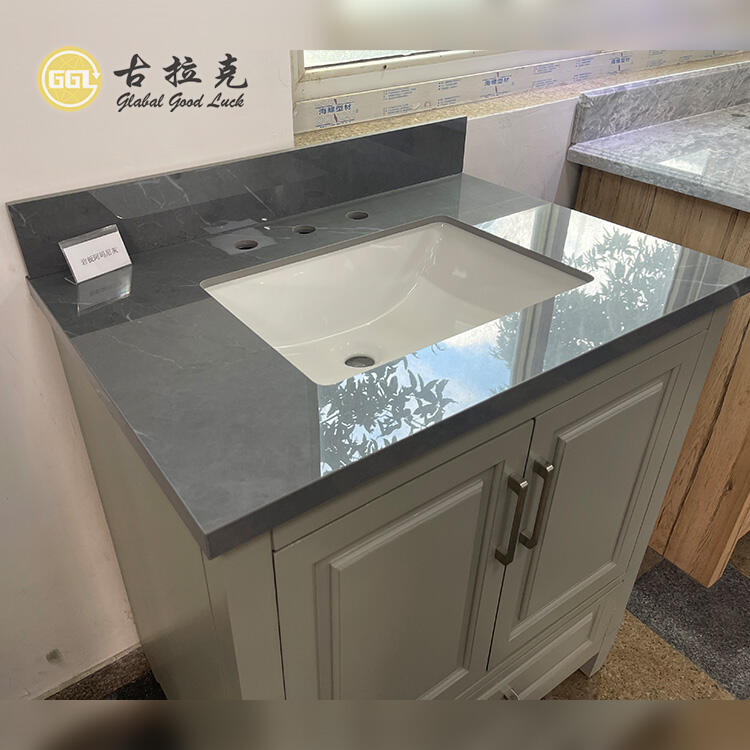 Glossy Stone Artificial Quartz Vanity Top Countertop For Bathroom