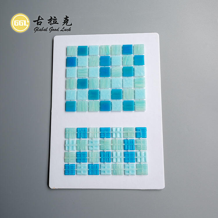 Blue 20*20 mm Dot-Mounted Glass Mosaic Tile for Bathroom Wall Decoration