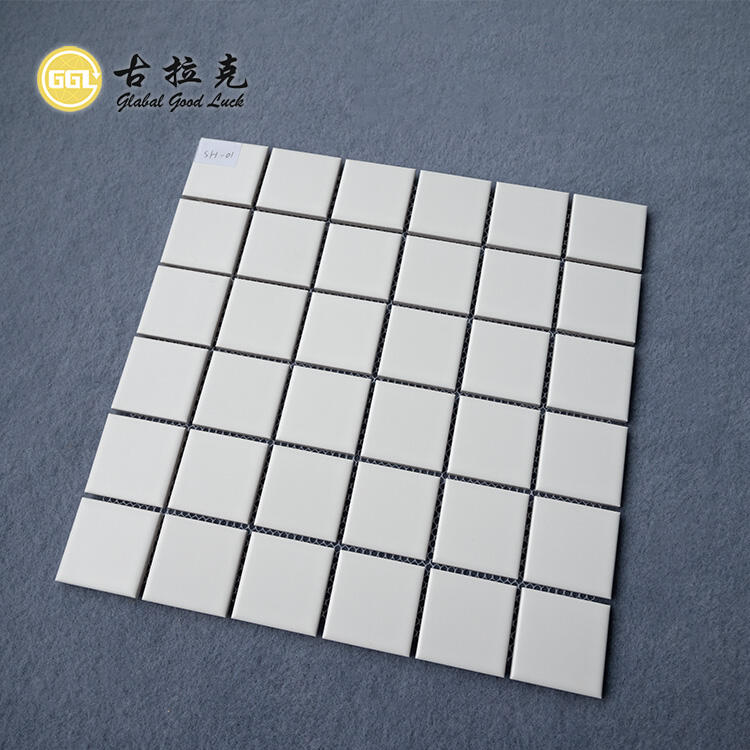 Square Pure White Mosaic Tile Ceramic Mosaic Porcelain Pool Bathroom Wall Floor Tile