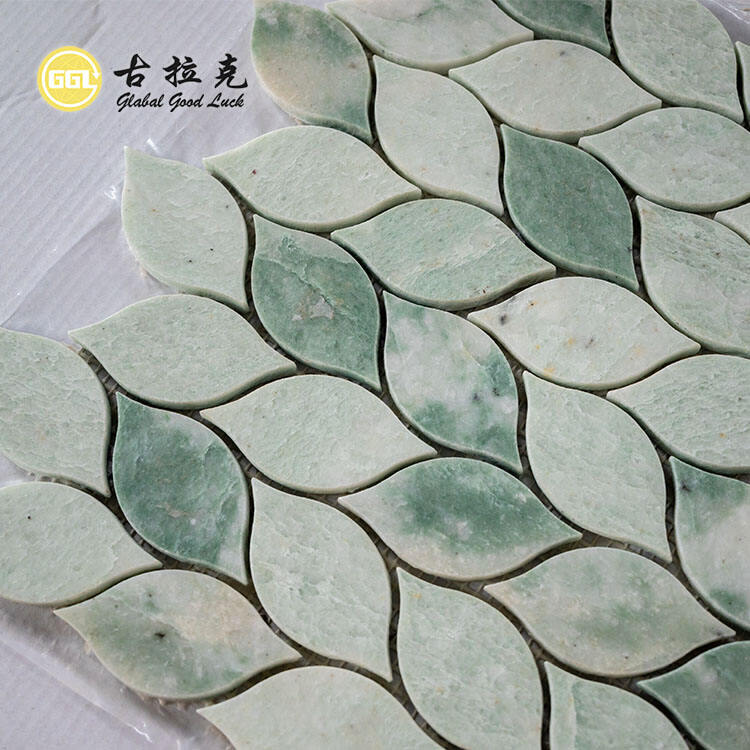 Green Marble Leaf Shape Mosaic Tile For Home Decor Walls Floor Tile