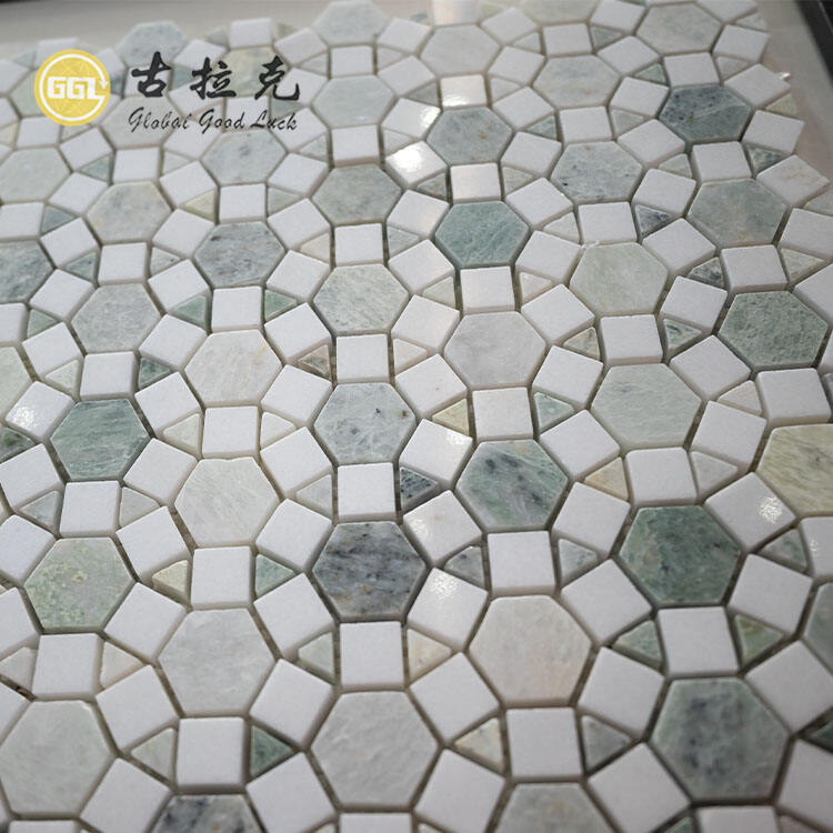 Big Round Pattern Marble Mosaic Tile Two Surface Colorful Tile For Home/Villa Floor And Wall Decor