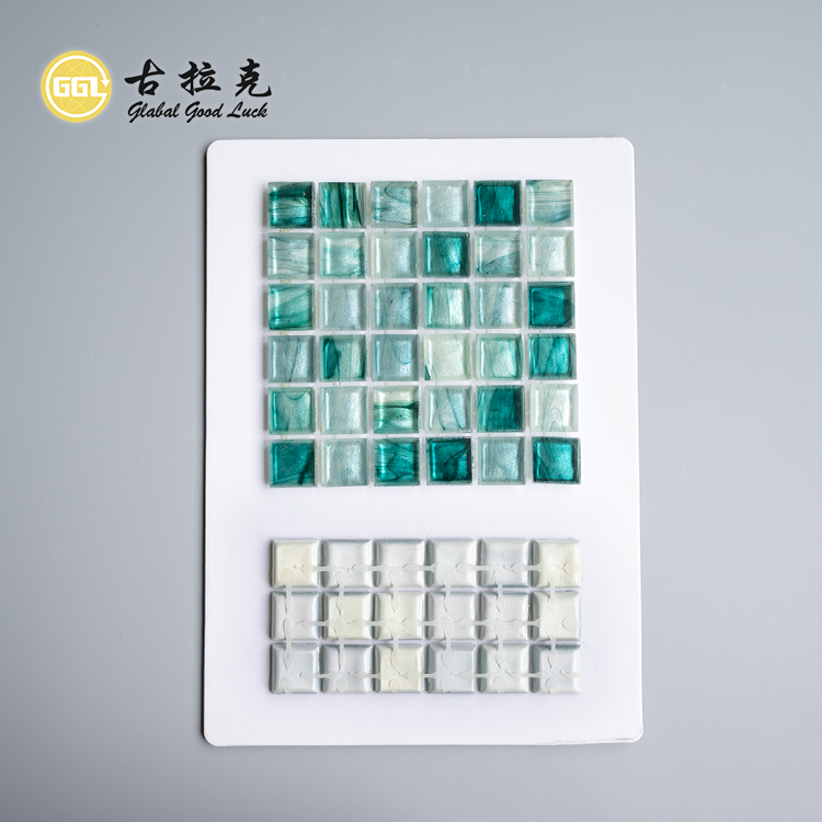 Dot-mounted Painted Glass Pool Mosaic Tile Green Bathroom Wall Floor Tile