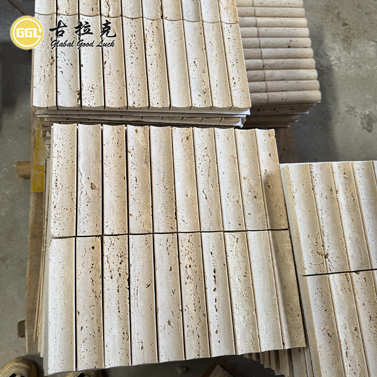 Travertine Stone Mosaic Tile Beige Tile for Bathroom Wall Decor