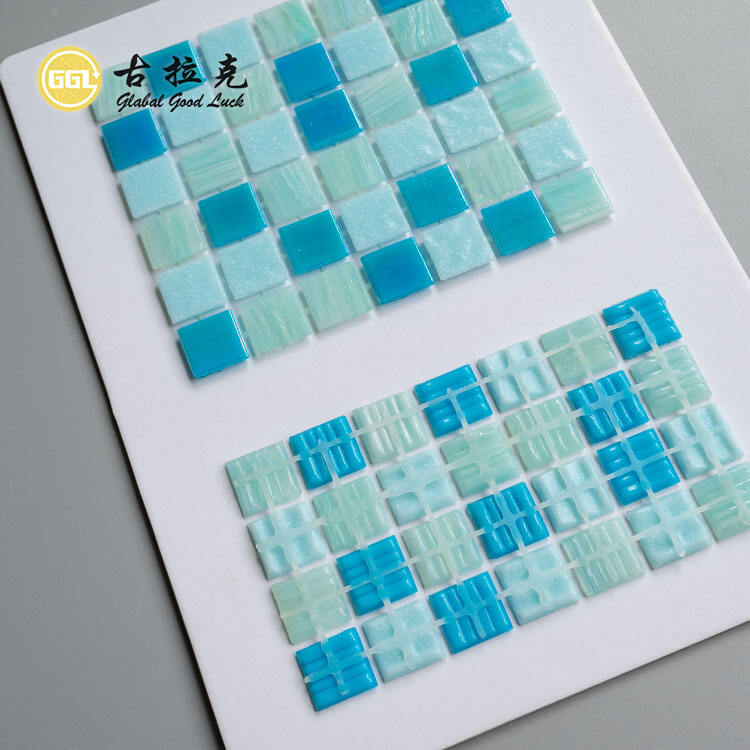 Blue 20*20 mm Dot-Mounted Glass Mosaic Tile for Bathroom Wall Decoration