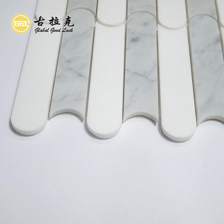 Wave Design Marble Waterjet Mosaic Tile Floor Wall Decoration