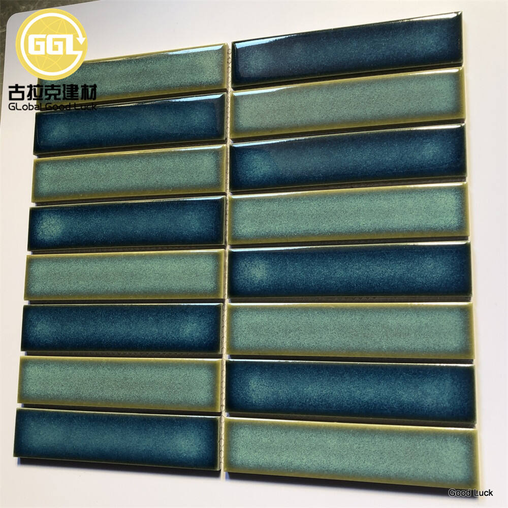 Glazed Ceramic Blue Mosaic Tiles For Bathroom Backsplash Kitchen Bar Restaurant Wall Tile